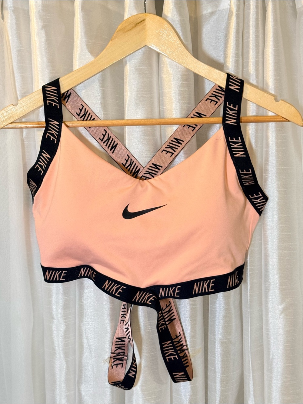 Nike Peach/Pink Sports Bra with Black Branded Straps